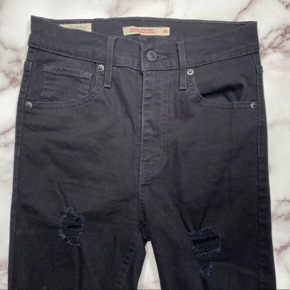 LEVI’S Mile High Super Skinny Black Denim Jeans - Size 26 - Picture 3 of 11